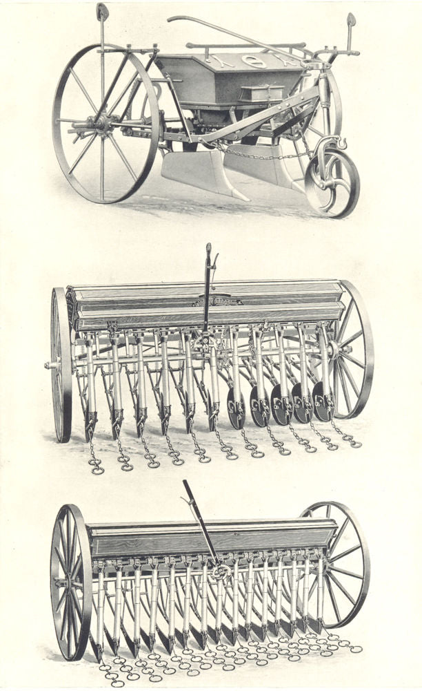 FARMING DRILLS.Wallace's Plough/Manure Distributor.Massey-Harris Disc Drill 1912